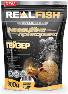 Прикормка Real Fish Гейзер (Кукурудза карамель) 0,9кг (RF-901)