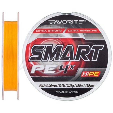 Шнур Favorite Smart PE 4x 150м (оранж.) 0.6/0.132мм 4кг 9lb (1693-10-15)