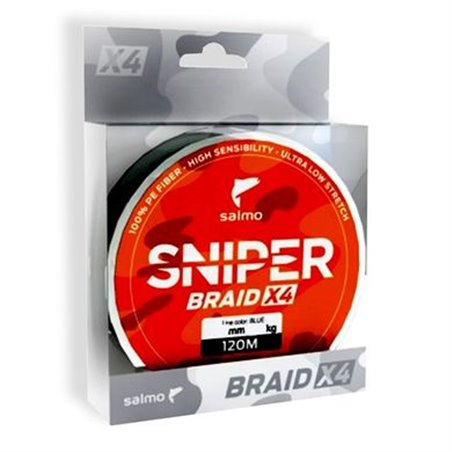 Шнур Salmo SNIPER BRAID 4Х ARMY Green 120м 0.148мм 6,8кг/15lb (4926-013)