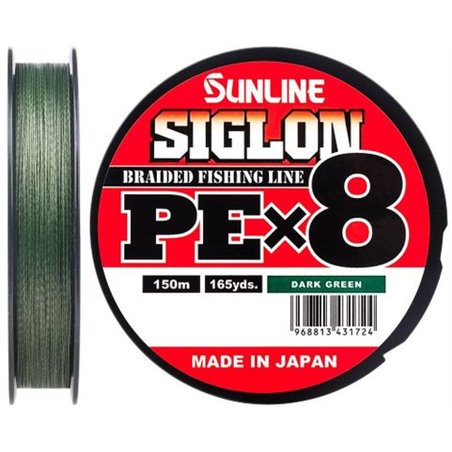 Шнур Sunline Siglon PE х8 150m (темн-зел.) 0.3/0.094mm 5lb/2.1kg (1658-09-72)