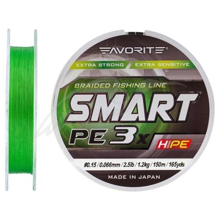 Шнур Favorite Smart PE 3x 150м (l.green) 0.15/0.066mm 3lb/1.2kg (1693-10-60)